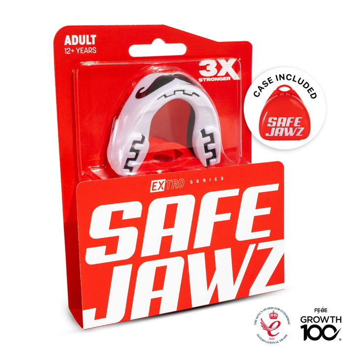 SAFEJAWZ® 'Mo' Mouthguard - Extro Series - White & Black