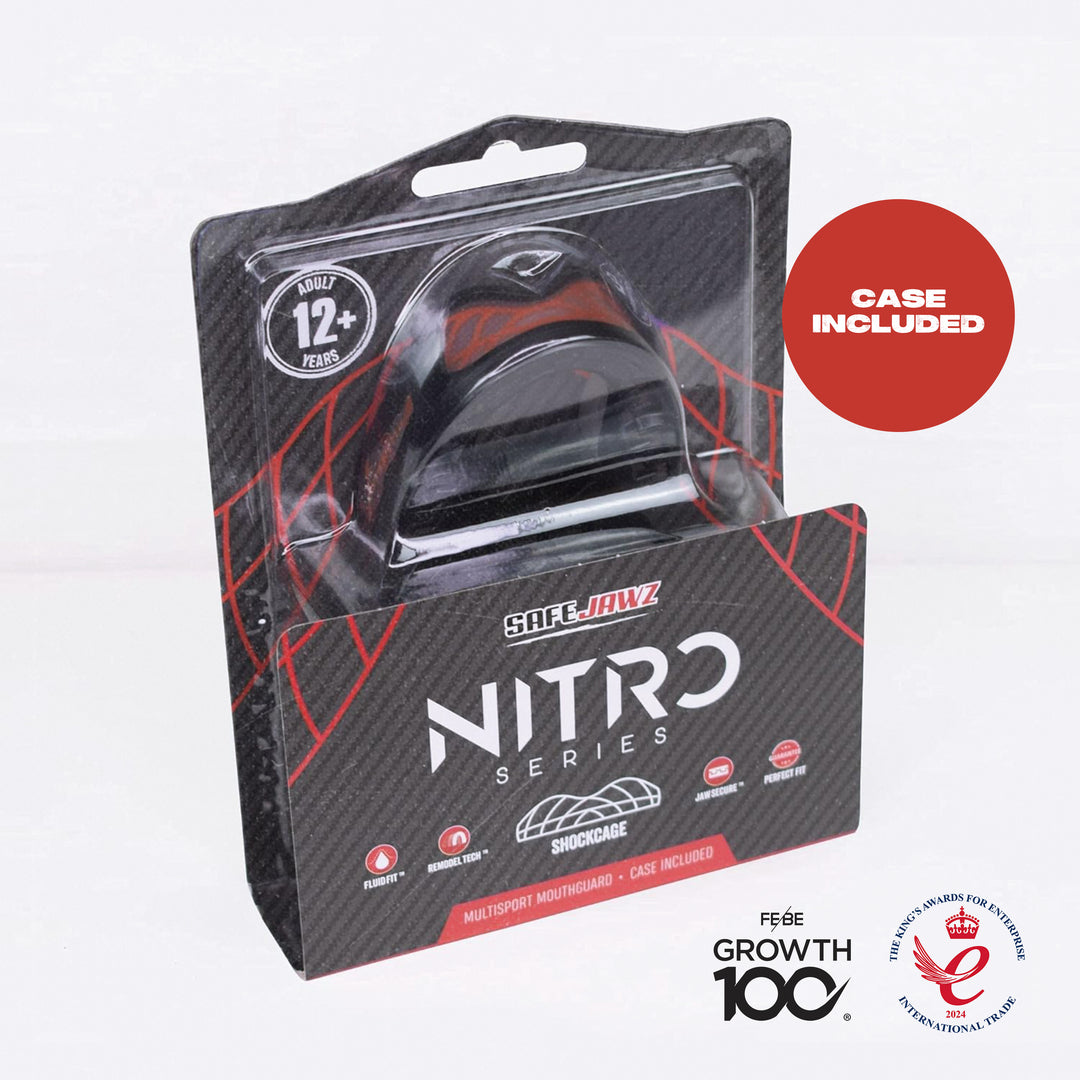 SAFEJAWZ Nitro Mouthguard - Black and Red - Adult