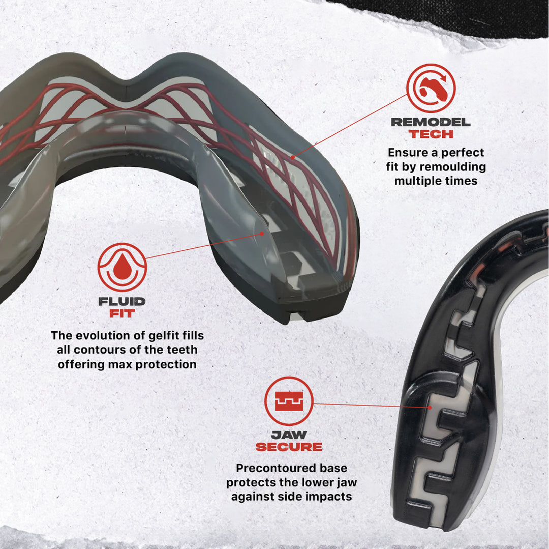SAFEJAWZ Nitro Mouthguard - Black and Red - Adult