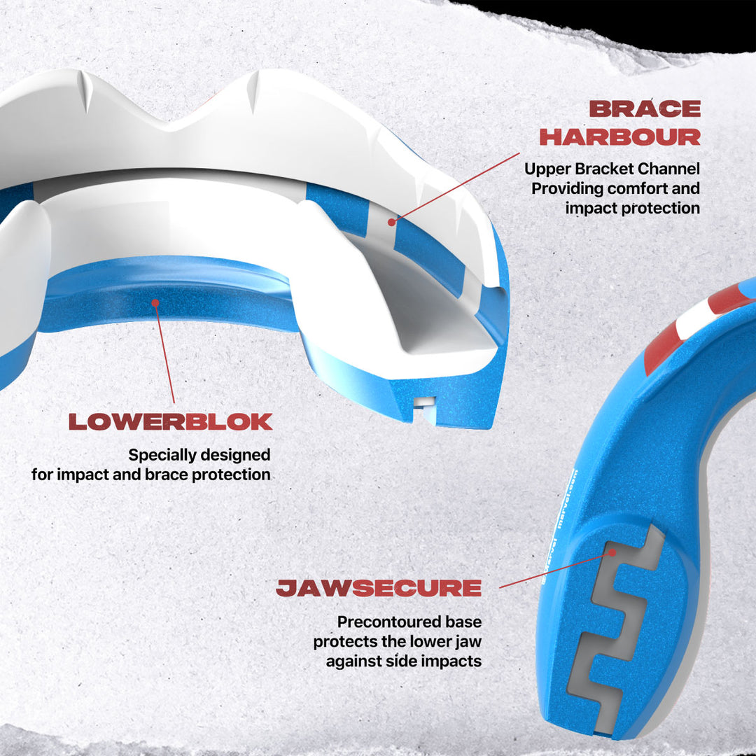 SAFEJAWZ Marvel Ortho Captain America Mouthguard - Blue