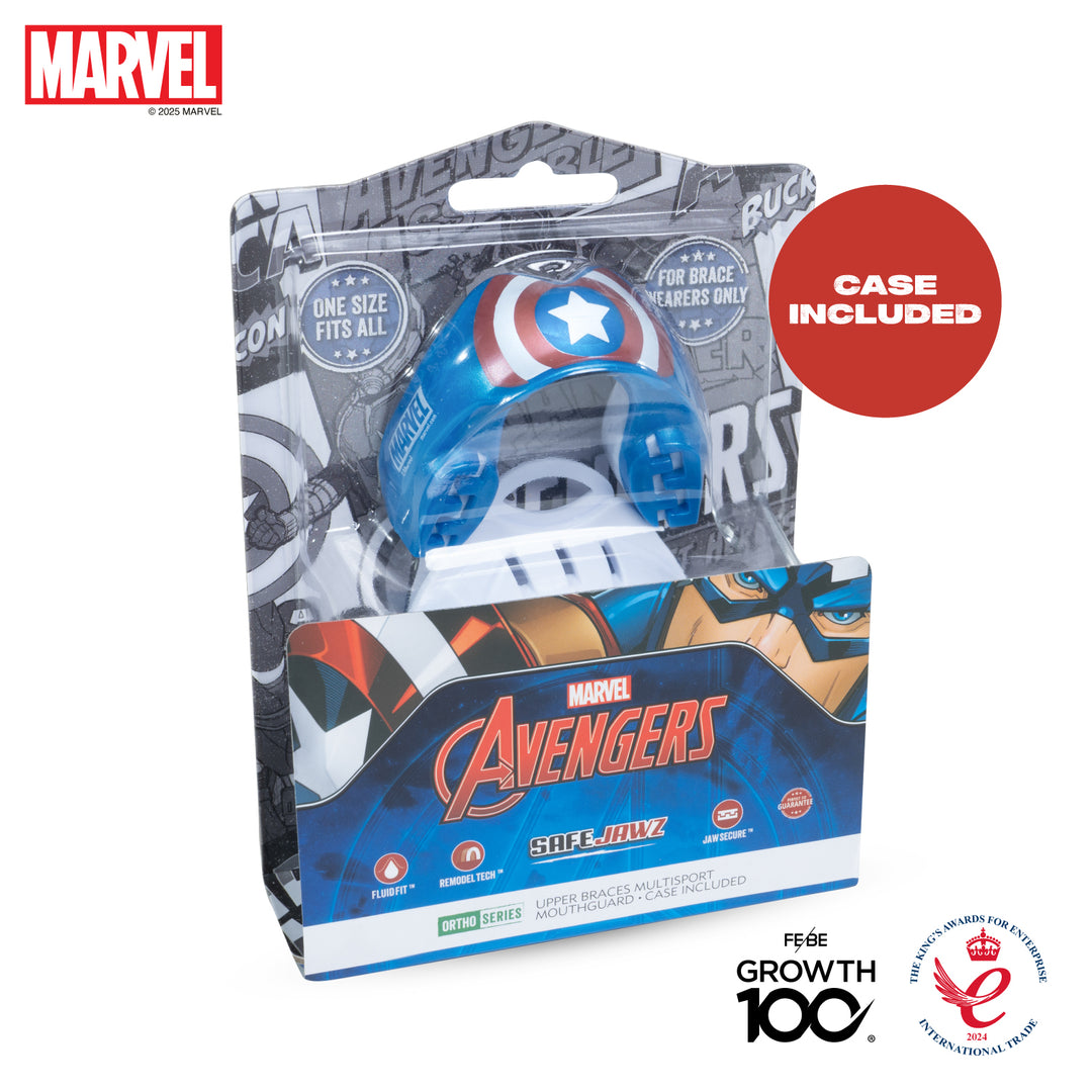 SAFEJAWZ Marvel Ortho Captain America Mouthguard - Blue