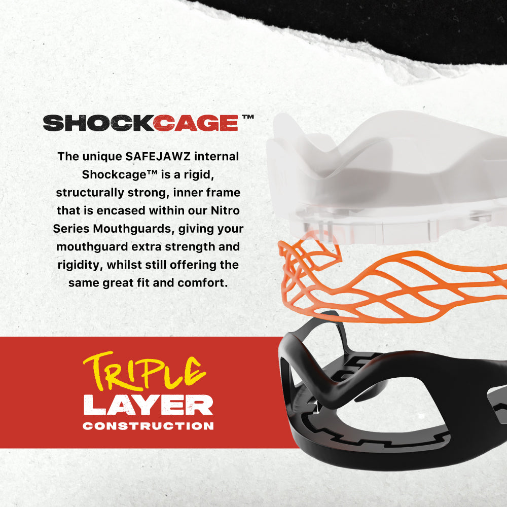 SAFEJAWZ Nitro Mouthguard - Black and Red - Adult