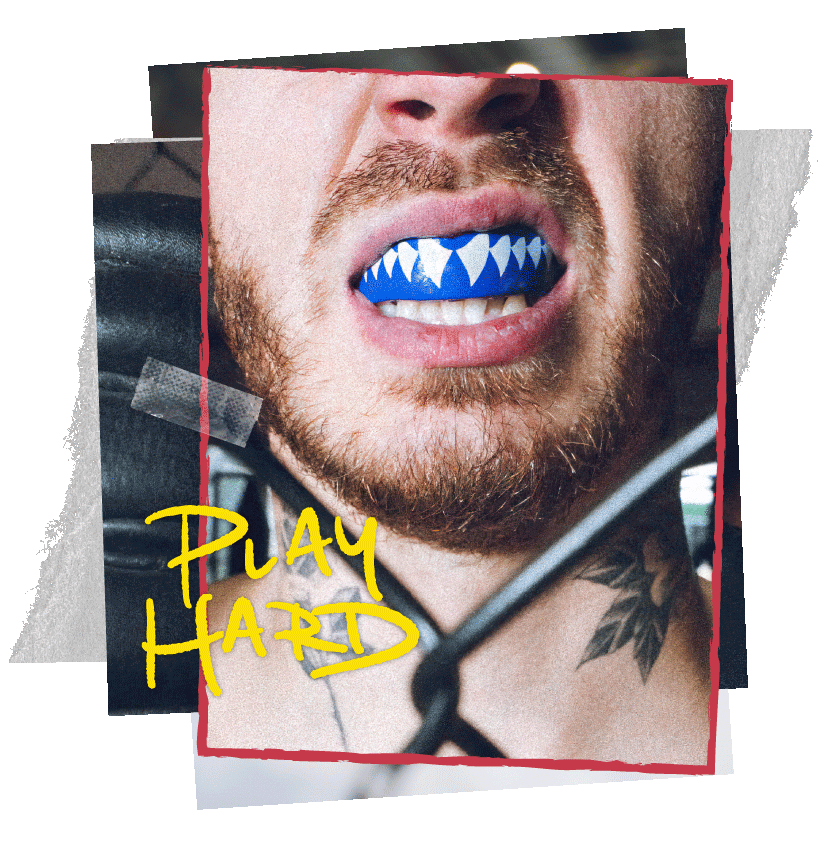 Boxer wearing SAFEJAWZ Shark mouthguard