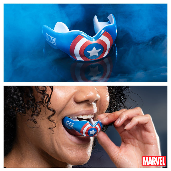 SAFEJAWZ Marvel Ortho Captain America Mouthguard - Blue