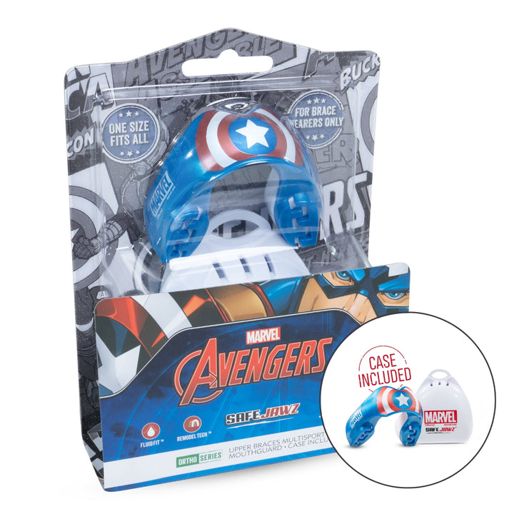 SAFEJAWZ Marvel Ortho Captain America Mouthguard - Blue