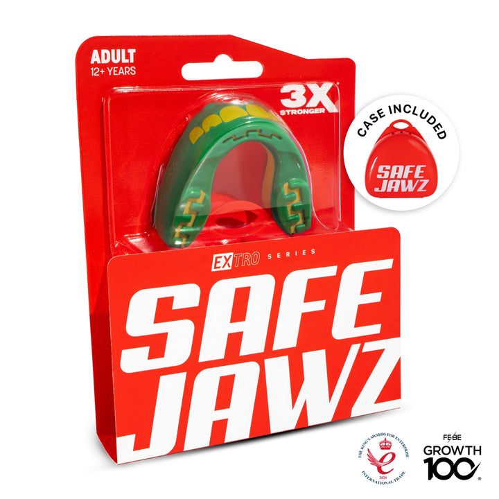 SAFEJAWZ® 'Ogre' Mouthguard - Extro - Green & Yellow