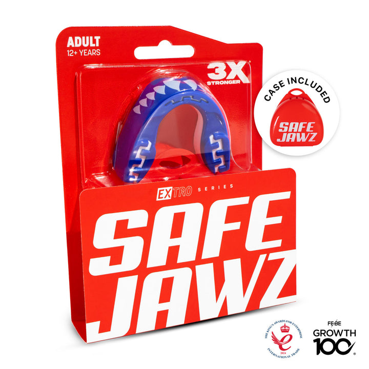 SAFEJAWZ® 'Shark' Mouthguard - Extro SEries - Blue & White