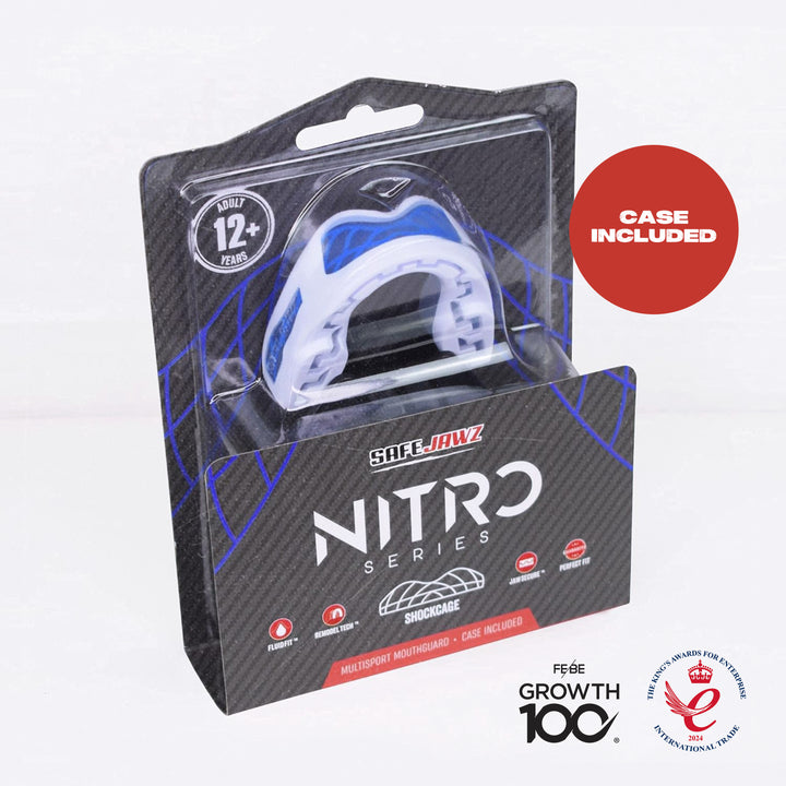 SAFEJAWZ Nitro Mouthguard - White & Blue - Adult