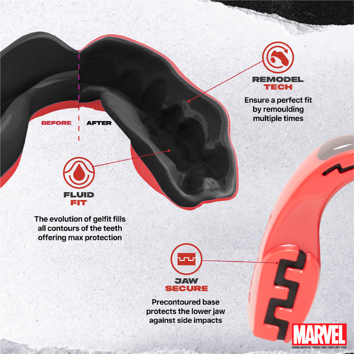 SafeJawz Marvel Deadpool Mouthguard Adults - Red