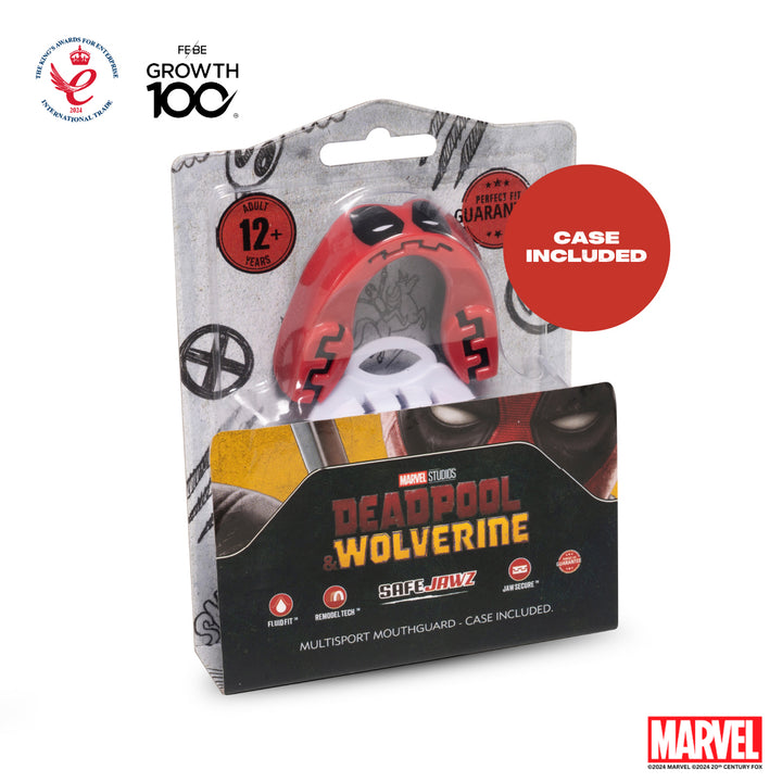 SafeJawz Marvel Deadpool Mouthguard Adults - Red
