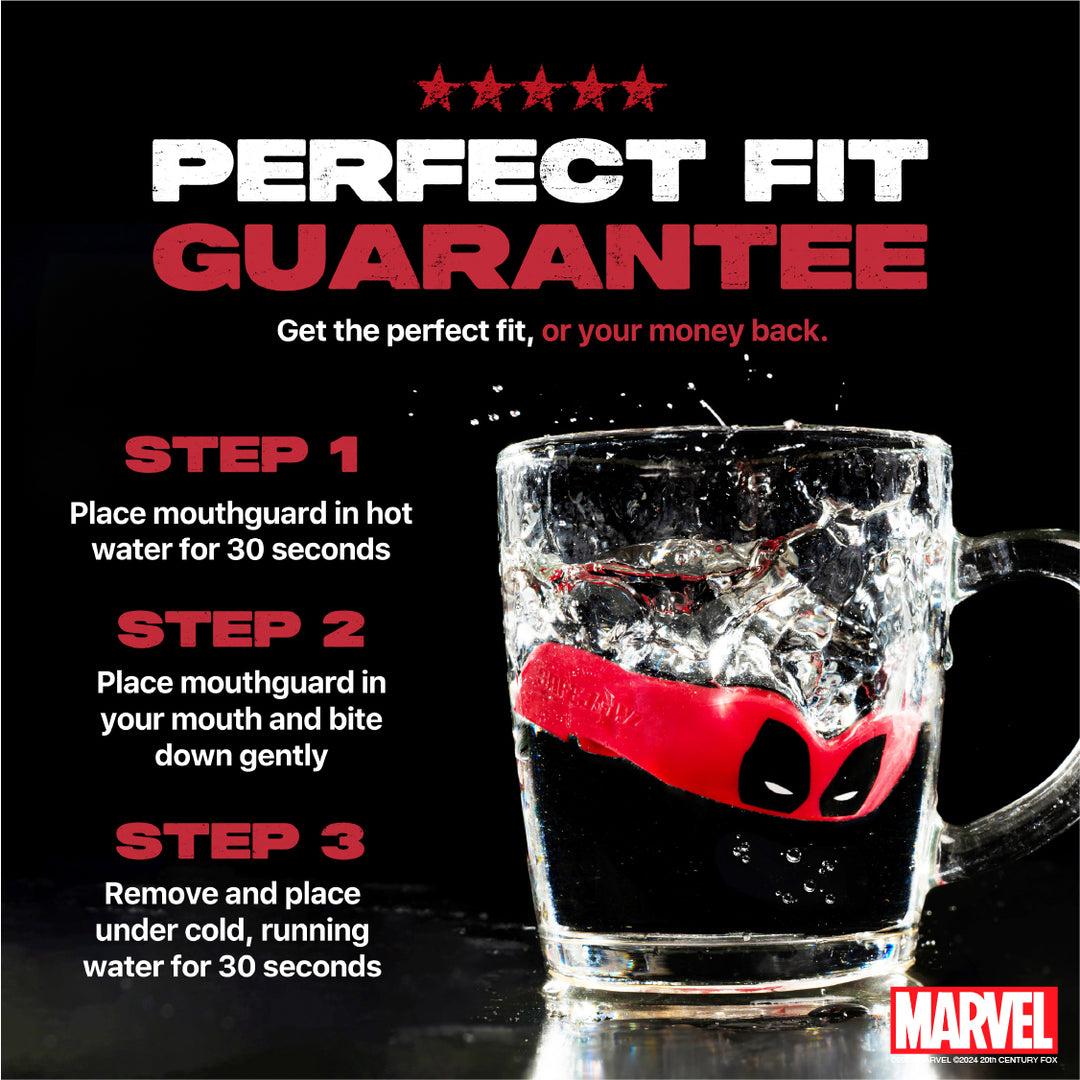 SafeJawz Marvel Deadpool Mouthguard Adults - Red