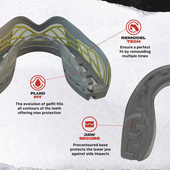 SAFEJAWZ Nitro Mouthguard - Grey and Yellow - Adult