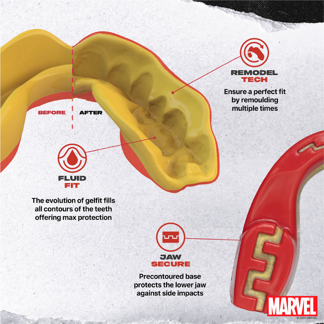 SafeJawz Marvel Iron-Man Mouthguard - Red