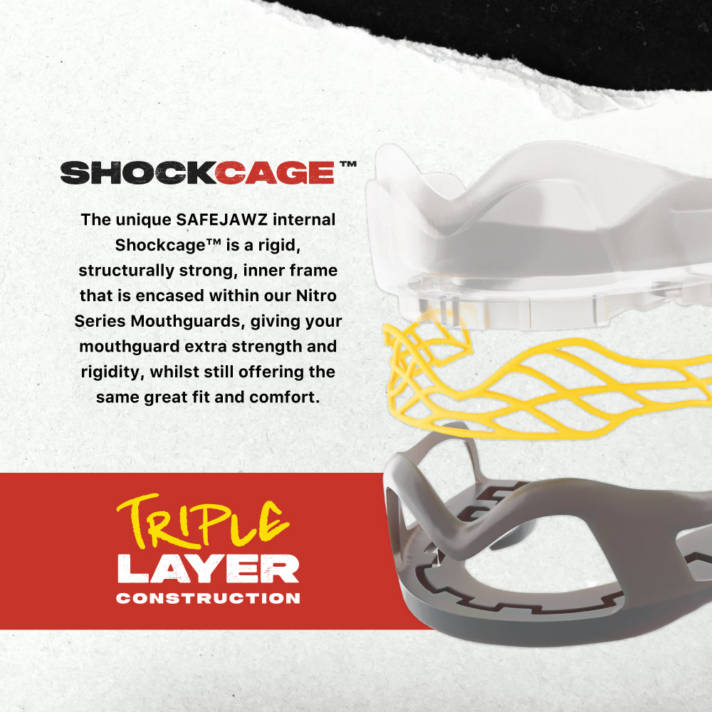 SAFEJAWZ Nitro Mouthguard - Grey and Yellow - Adult