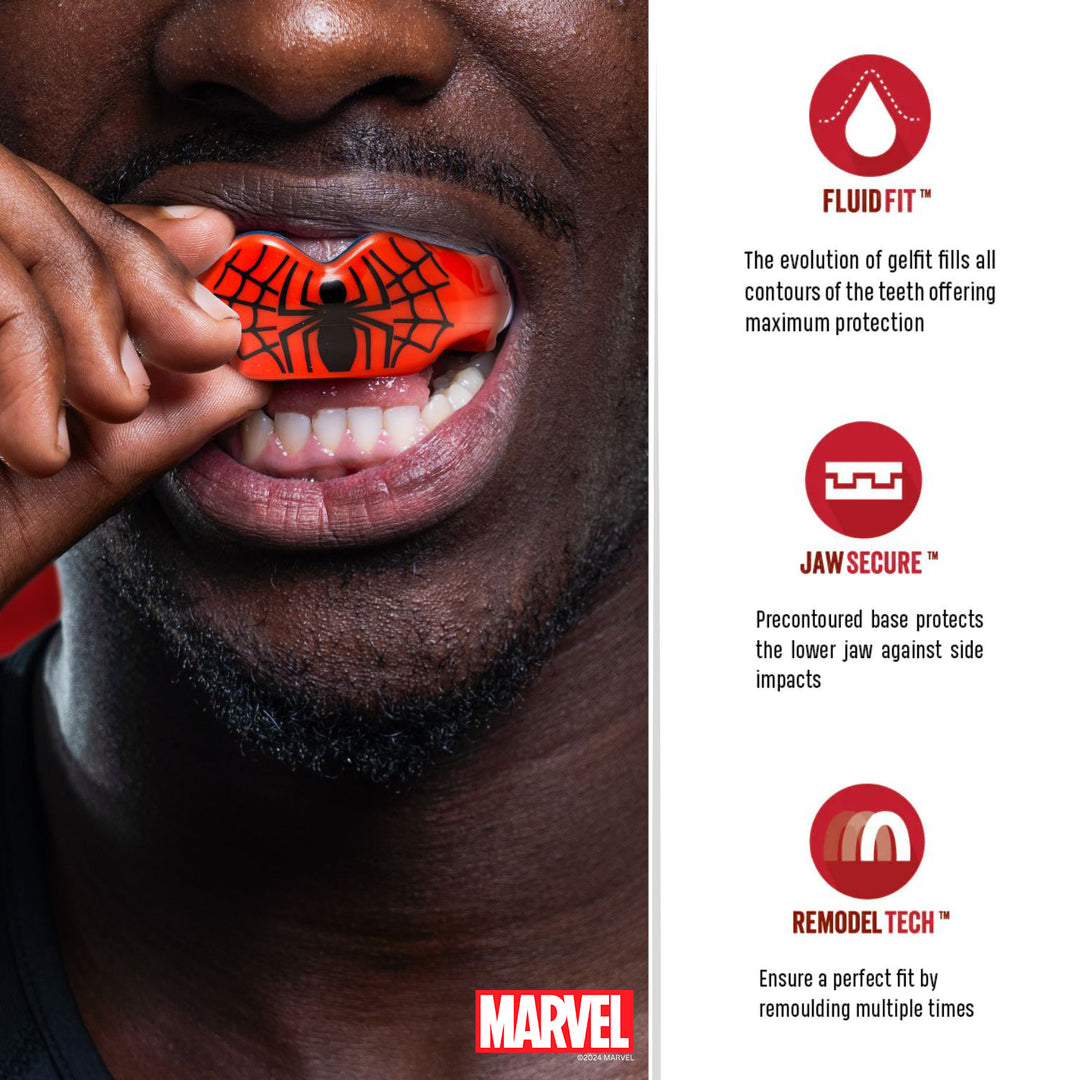 SAFEJAWZ Marvel Spider-Man Mouthguard For Braces - Red