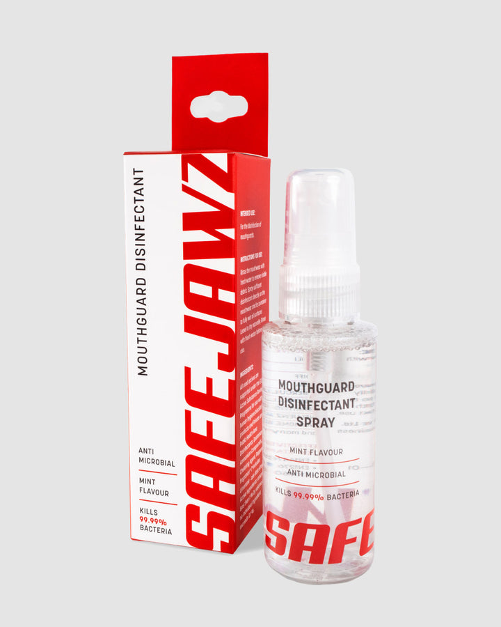 SAFEJAWZ Mouthguard Disinfectant Spray. Mint Flavoured, Anti-Microbial Gum Shield Cleaner. 50ml.