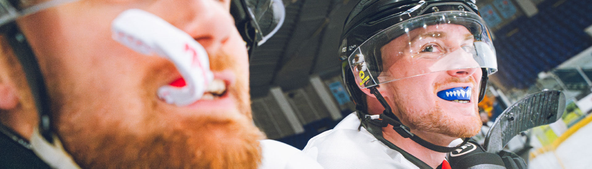 Hockey players wearing SAFEJAWZ mouthguard